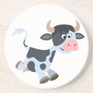 Cute Jogging Cartoon Koe Onderzetter
