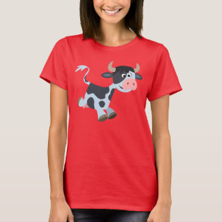 Cute Jogging Cartoon Koe Vrouwen T-Shirt