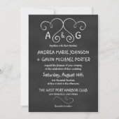 Cute Joined Hearts Chalkboard Wedding Invitations Kaart (Voorkant)