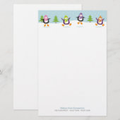 Cute Jolly Jumping Penguins Novelty Briefpapier (Voorkant / Achterkant)