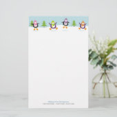 Cute Jolly Jumping Penguins Novelty Briefpapier (Staand voorkant)