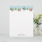 Cute Jolly Jumping Penguins Novelty Letterhead Gepersonaliseerd Briefhoofd (Staand voorkant)