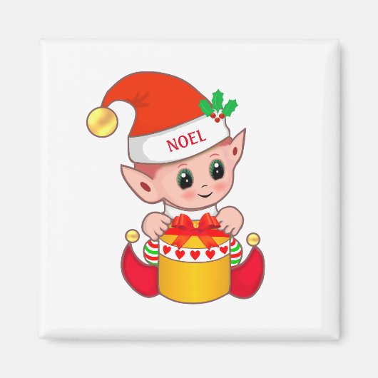 Cute jolly kerst elf magneet (Voorkant)