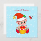 Cute Jolly-kerstelf en kardinaalvogel (Voorkant / Achterkant)