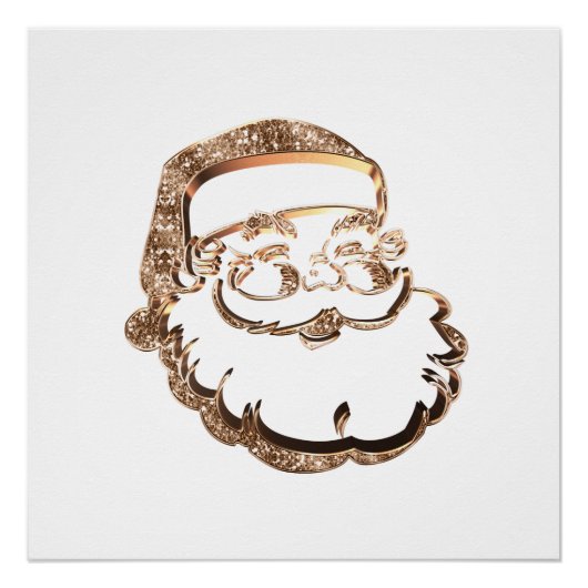 Cute Jolly Santa Claus Gold kerstman Perfect Poster (Voorkant)