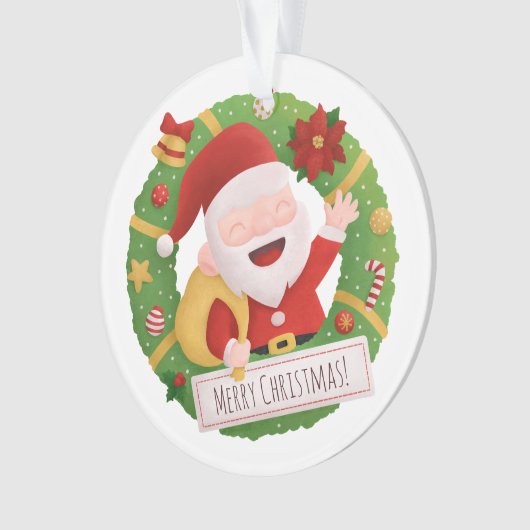 Cute Jolly Santa Claus Kerstmis Wreated Ornament (voorkant)