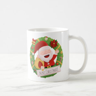 Cute Jolly Santa Claus Kerstmis WreatMok Koffiemok
