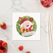 Cute Jolly Santa Claus Xmas Wreatparty Napkins Servet (Insitu)