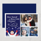 Cute Jolly Snowman Holiday-fotokaart Feestdagenkaart (Voorkant / Achterkant)