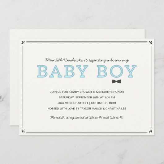 Cute  | Jongen Baby shower Kaart (Voorkant / Achterkant)
