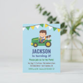 Cute Jongen en Hond Op Tractor Verjaardagsfeestje Kaart (Staand voorkant)