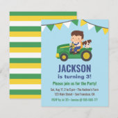 Cute Jongen en Hond Op Tractor Verjaardagsfeestje Kaart (Voorkant / Achterkant)