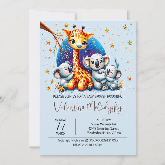 Cute jongens babyshower uitnodiging (Voorkant)