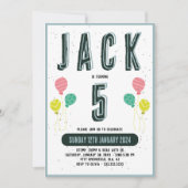 Cute jongens moderne donkergroene thema kids 5e ve kaart (Voorkant)