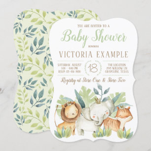 Cute jongens safari dier baby shower uitnodigingen