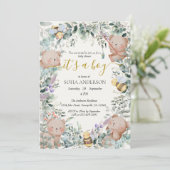 Cute Jongens Watercolor Bos Beer Baby Shower Kaart (Staand voorkant)