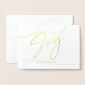 Cute Joy Photo Family Name String Light kerst Folie Kaarten (Voorkant met envelop)