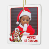 Cute Joy Reindeer 2 Foto Baby's 1 Kerstmis Keramisch Ornament (Links)