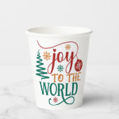 Cute 'Joy to the World' Christmas Papieren Bekers (Voorkant)