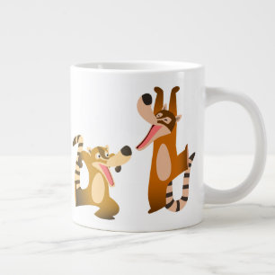 Cute Joyful Cartoon Coatimundis Grote Koffiekop