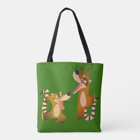 Cute Joyful Cartoon Coatimundis Tote Bag (Achterkant)