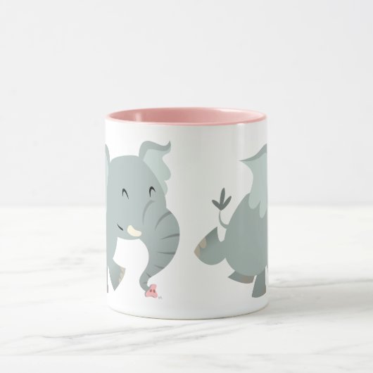 Cute Joyful Cartoon Elephant Mok (Midden)