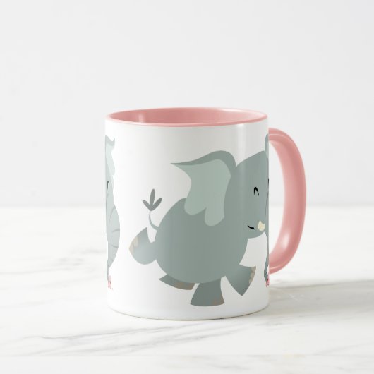 Cute Joyful Cartoon Elephant Mok (Voorkant rechts)