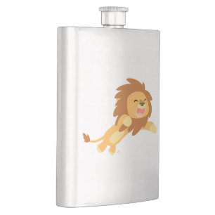 Cute Joyful Cartoon Lion Classic Flask Heupfles