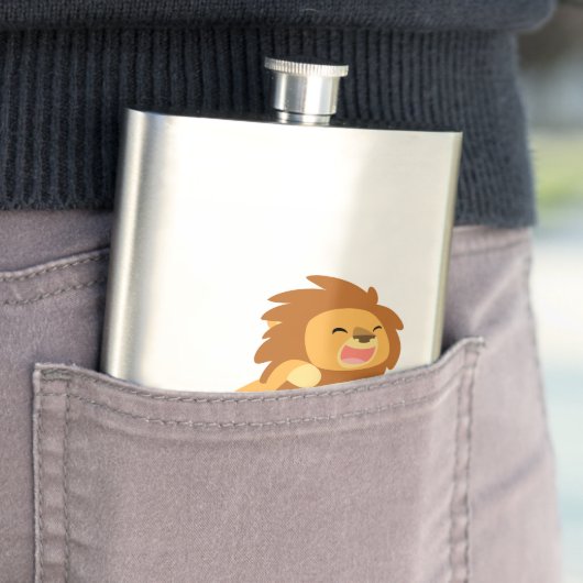 Cute Joyful Cartoon Lion Classic Flask Heupfles (Voorbeeld)