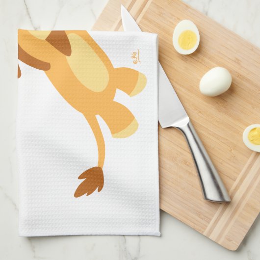 Cute Joyful Cartoon Lion Kitchen Towel Theedoek (Quarter Fold)