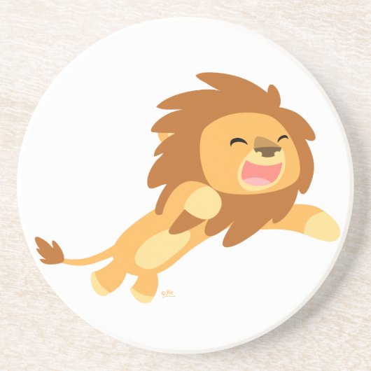 Cute Joyful Cartoon Lion Onderzetter (Voorkant)