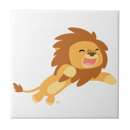 Cute Joyful Cartoon Lion Tegel Tegeltje (Voorkant)