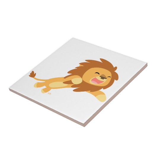 Cute Joyful Cartoon Lion Tegel Tegeltje (Zijkant)