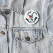 Cute Joyful Cartoon Rabbit Button Badge (In situ)