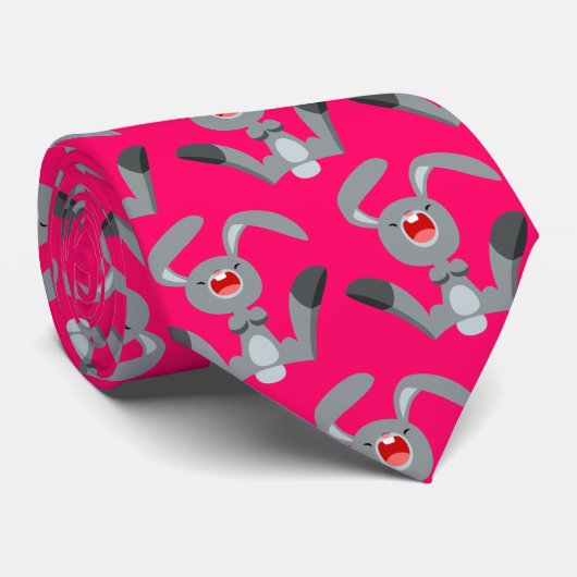 Cute Joyful Cartoon Rabbit Stropdas (Opgerold)