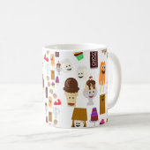 Cute Joyful Food Characters Cartoon Pattern Koffiemok (Voorkant rechts)