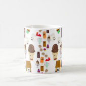 Cute Joyful Food Characters Cartoon Pattern Koffiemok (Center)
