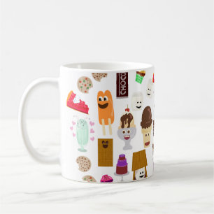 Cute Joyful Food Characters Cartoon Pattern Koffiemok