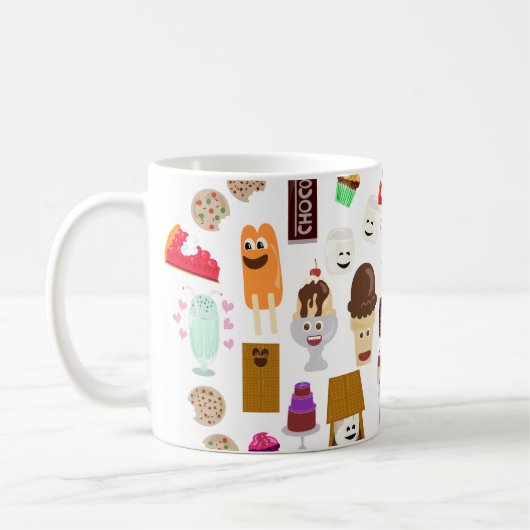 Cute Joyful Food Characters Cartoon Pattern Koffiemok (Links)