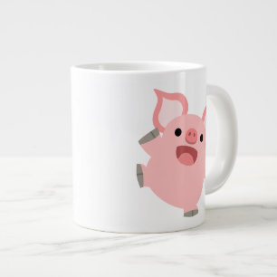 Cute Joyous Cartoon Pig Grote Koffiekop