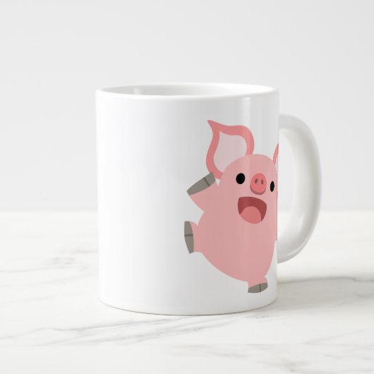 Cute Joyous Cartoon Pig Grote Koffiekop (Voorkant rechts)