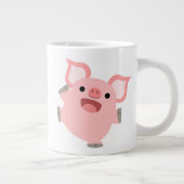 Cute Joyous Cartoon Pig Grote Koffiekop (Rechts)