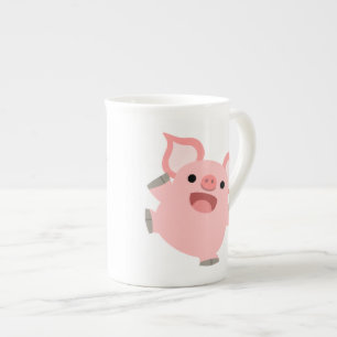 Cute Joyous Cartoon Pig Porselein Kop