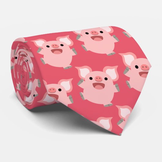 Cute Joyous Cartoon Pig Stropdas (Opgerold)