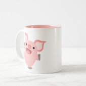 Cute Joyous Cartoon Pig Tweekleurige Koffiemok (Voorkant links)