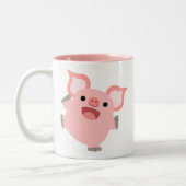 Cute Joyous Cartoon Pig Tweekleurige Koffiemok (Links)