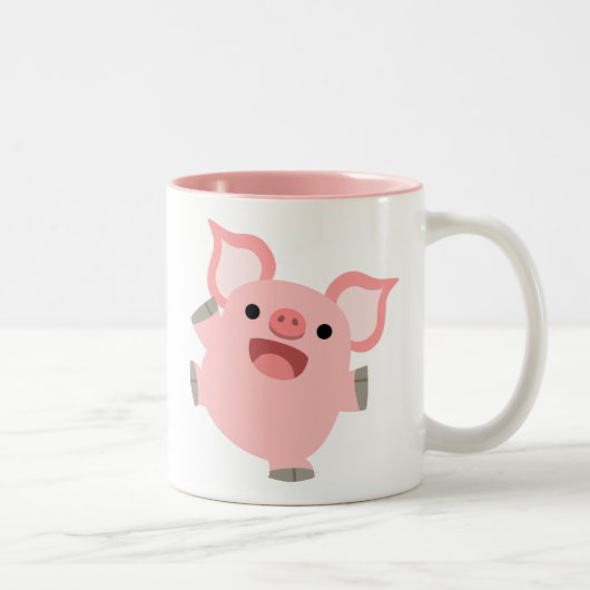 Cute Joyous Cartoon Pig Tweekleurige Koffiemok (Rechts)