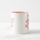 Cute Joyous Cartoon Pig Tweekleurige Koffiemok (Center)