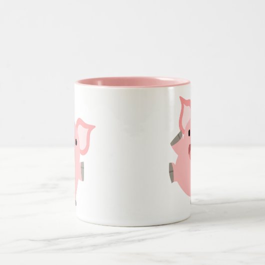 Cute Joyous Cartoon Pig Tweekleurige Koffiemok (Center)