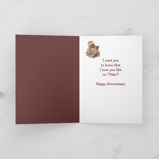Cute Jubileum Otter One I Love Custom Text Kaart (Binnen)
